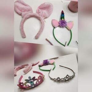 Set Of 4 Fun Headbands with Bunny Ears and Unicorn Horn, Tiaras